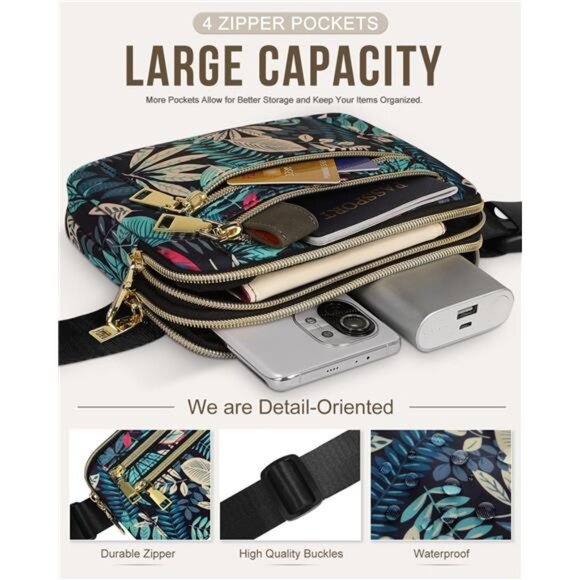 Fanny Packs for Women Fashion Waist Packs Bag with Adjustable Strap and 4 Zipper - Picture 3 of 7